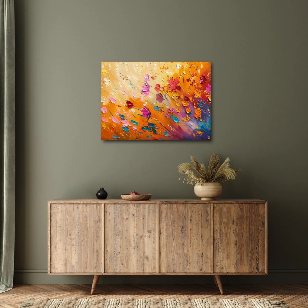 Obraz - Maľba farebných kvetov (70x50 cm)