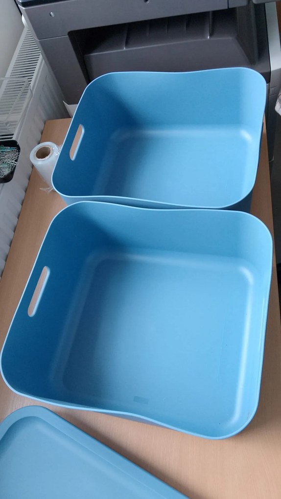 Rotho 2. akosť - Úložný box, rovný s vekom, 20l, modrý ALBU LIGHT, 40x36x18