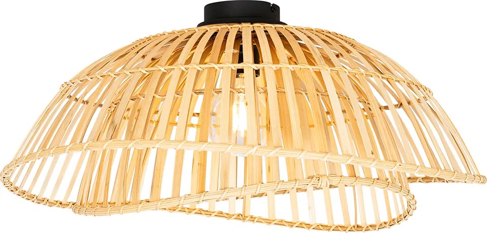Orientálne stropné svietidlo čierne s prírodným bambusom 62 cm - Pua