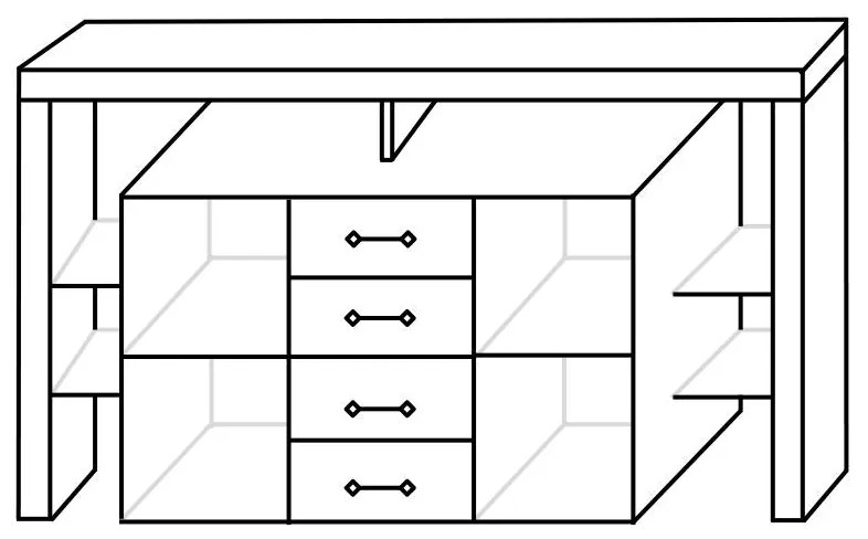 Komoda VIRAL II Plus - sivá lesk / biela/sivá lesk