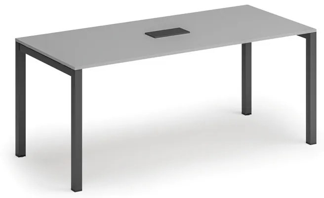 Stôl SQUARE 1800 x 800 x 750, sivá + stolná zásuvka TYP I, čierna