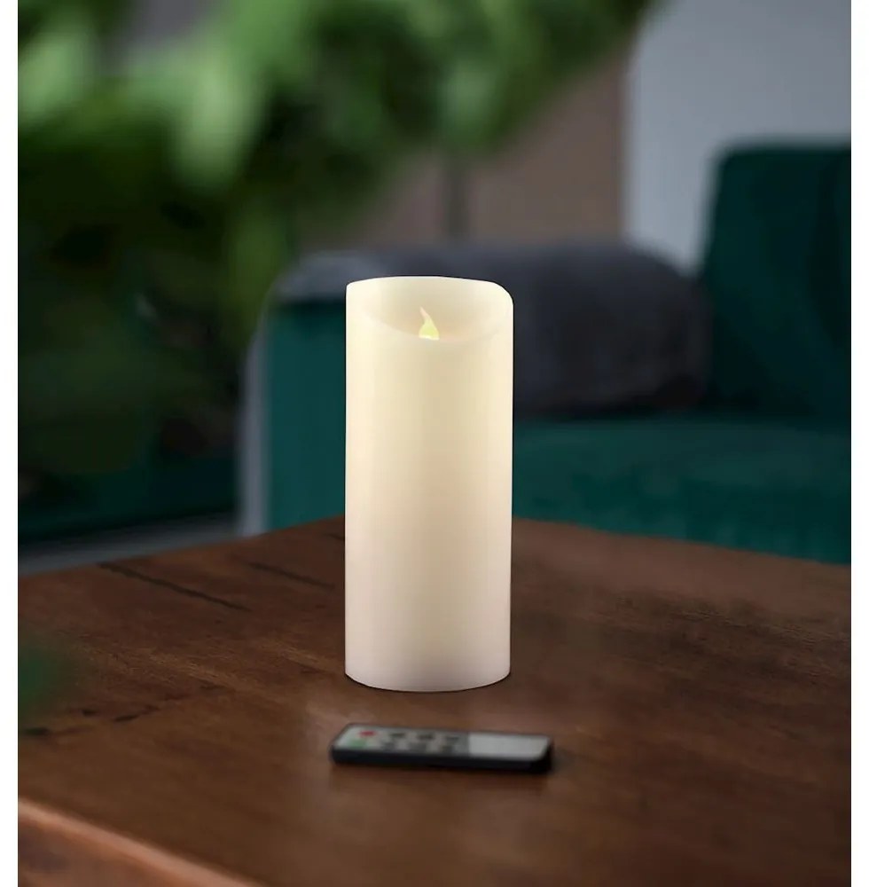 LED sviečka s diaľkovým ovládačom DecoKing Wax, výška 15 cm