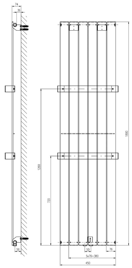 Sapho Sapho, COLONNA vykurovacie teleso 450x1800mm, biela, IR141