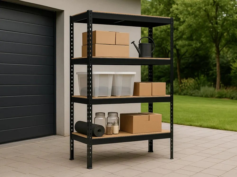 Akcia 3x Regál 180x120x50 cm profesionálny 4-policový, nosnosť 1200 kg - čierny