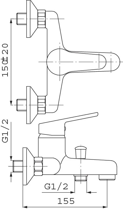 Ferro Smile, vaňová batéria 150 mm, chrómová, 71020,0