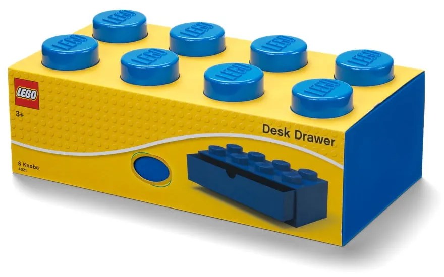 Modrý stolový box so zásuvkou LEGO®, 31 x 16 cm