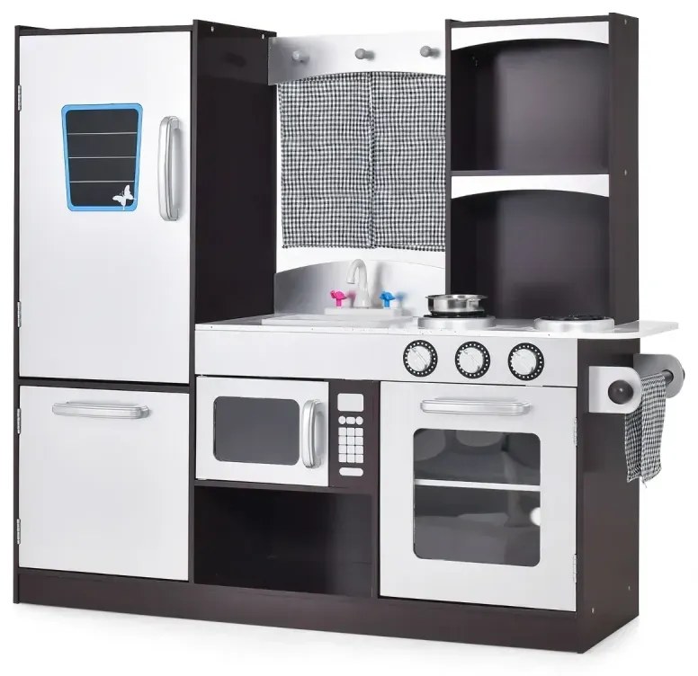 Detská kuchynka z dreva detská kuchynka na hranie s chladničkou a množstvom úložného priestoru 97 x 30 x 95 cm hnedá