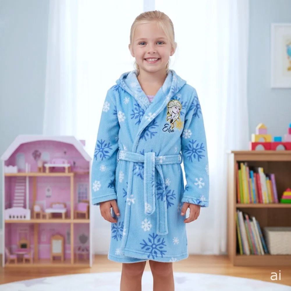 Dievčenský fleece župan s kapucňou Ľadové kráľovstvo - Frozen - motív Elsa, EU 116