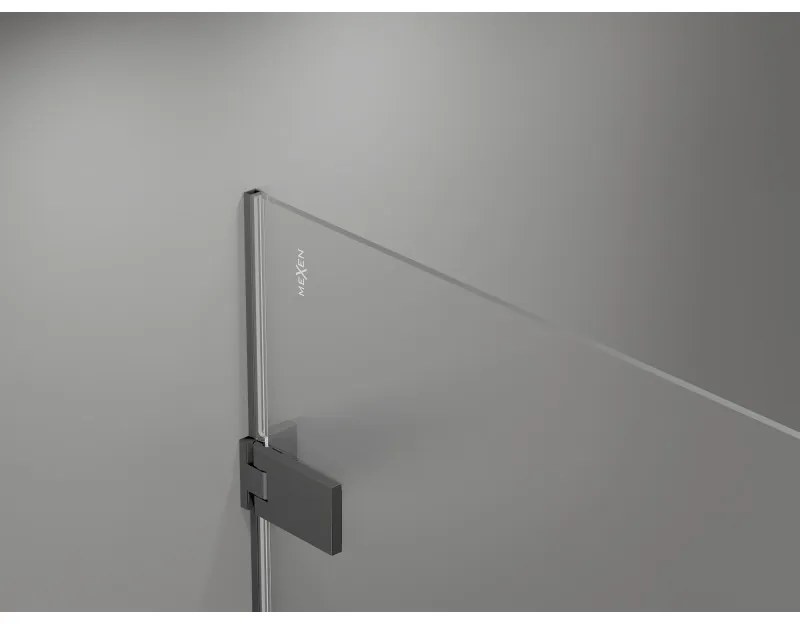 Mexen Lunar-B, výklopný sprchový kút ľavý 90 x 70 cm, 8mm číre sklo, grafitový profil, 832-090-070-95-00-L