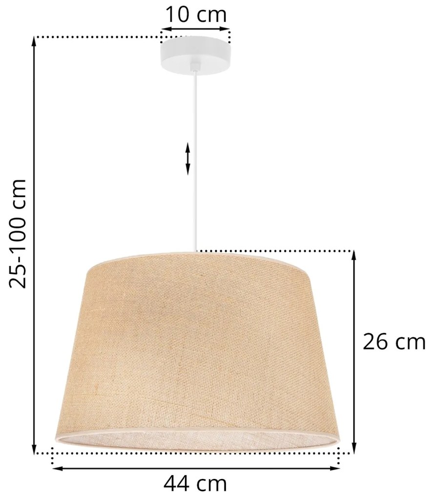 Závesné svietidlo Juta, 1x jutové tienidlo, (fi 44cm), w