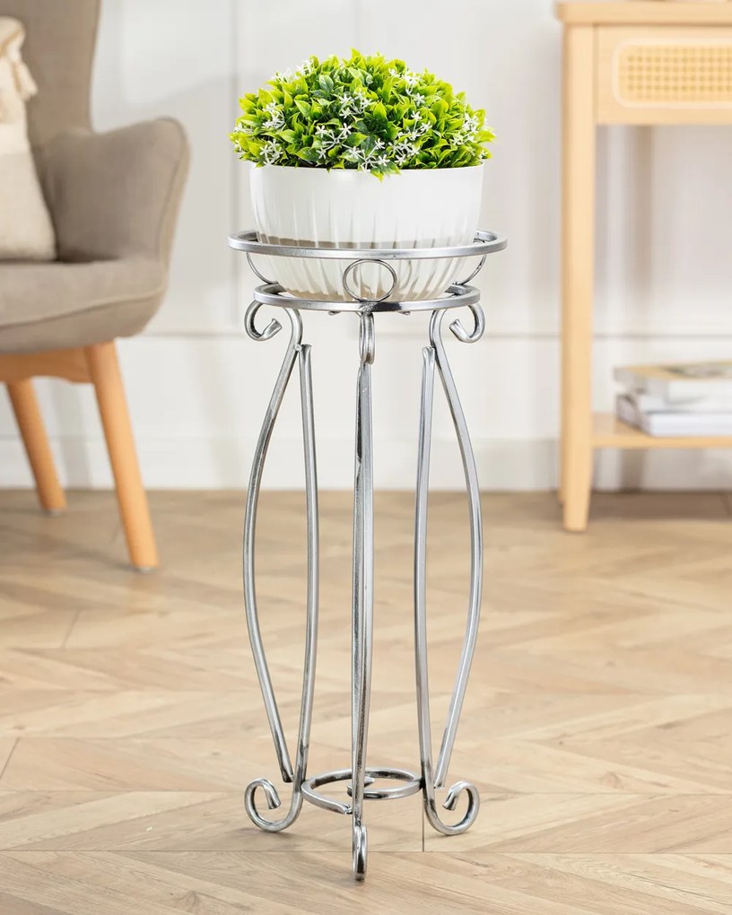 STOJAN NA KVETINÁČ SHANE 62X28 CM STRIEBORNÁ