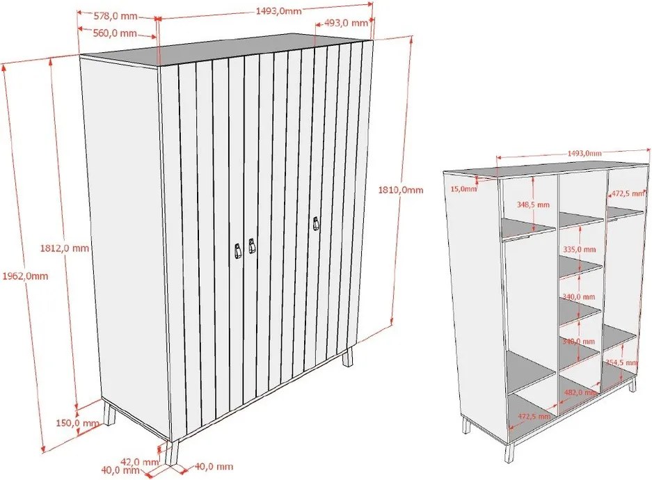 Béžová detská šatníková skriňa 149x196x58 cm Sezane – Vipack