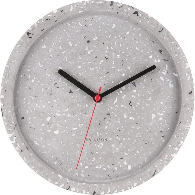 Nástenné šedé kameninové hodiny Tom Tarazzo ∅ 26 × 5 cm