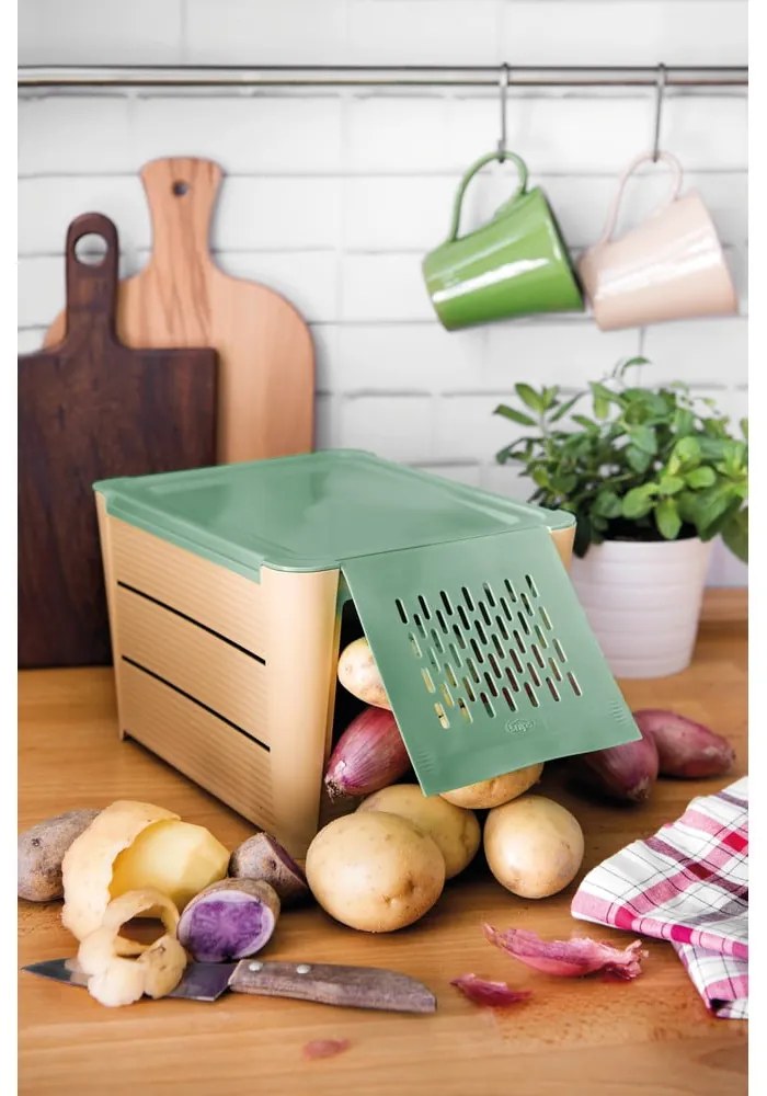 Hnedo-zelený úložný box na zemiaky Snips Potatoes