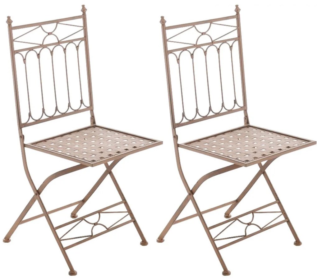 Kovová skladacia stolička Asina (SET 2 ks) - Hnedá antik