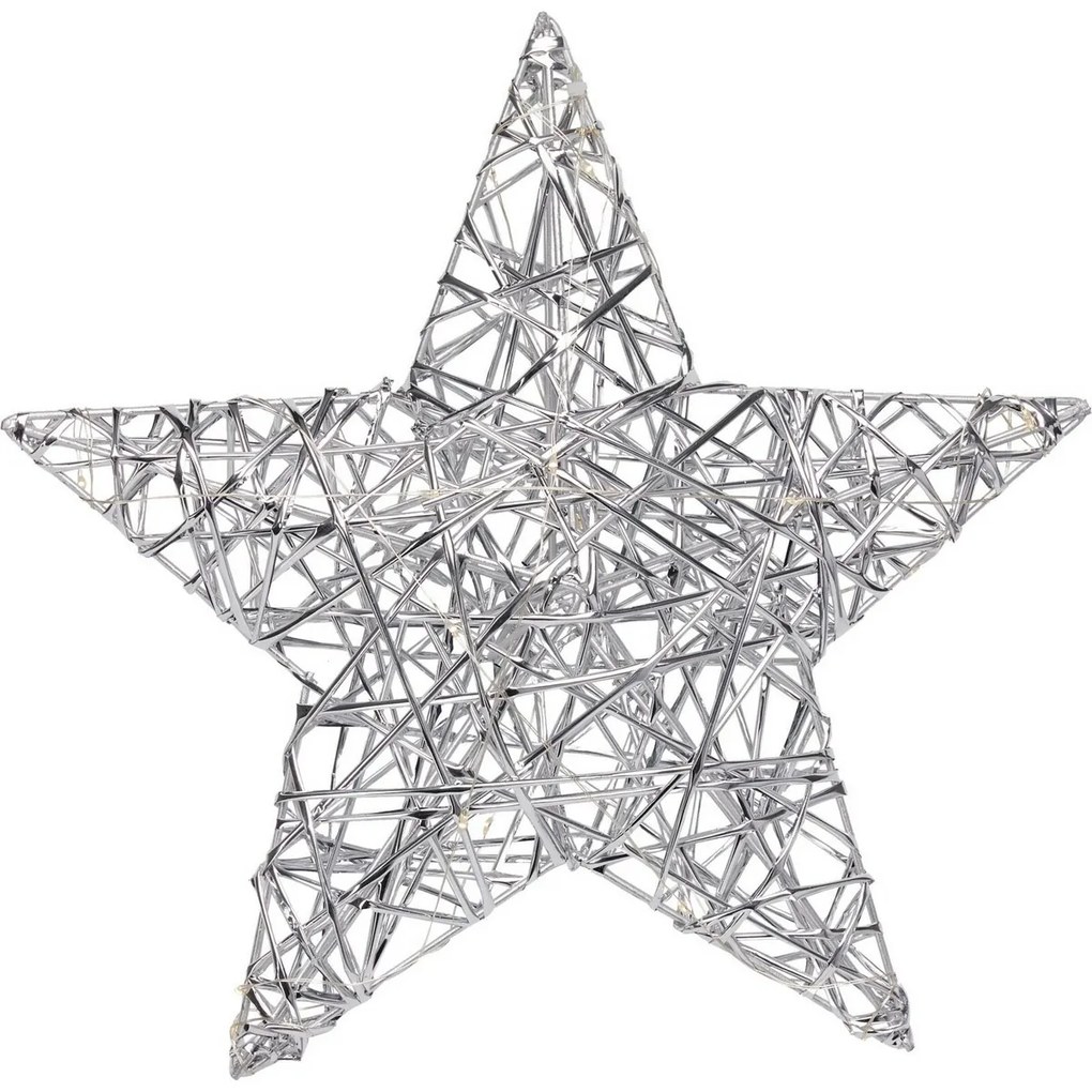 Vianočná svietiaca hviezda Silver, 30 x 30 cm, 20 micro LED, na batérie