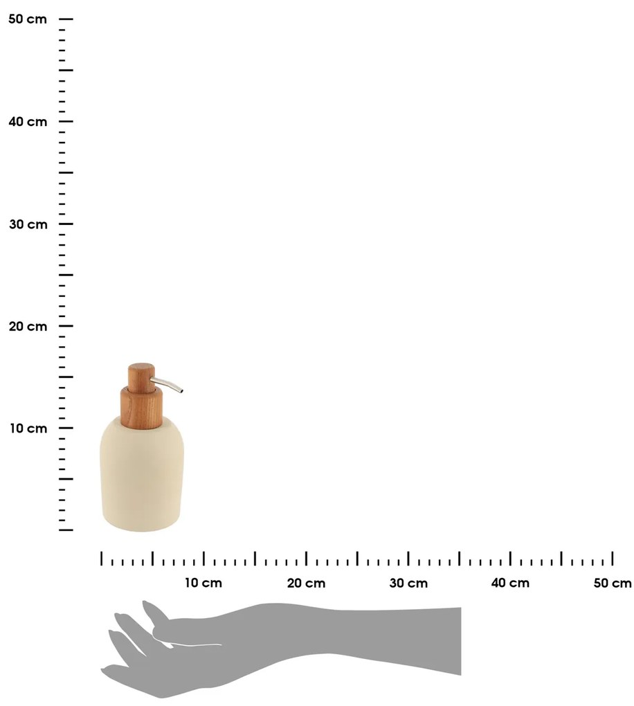 Dávkovač mydla Silvestre, béžová/s drevenými prvkami, 230 ml