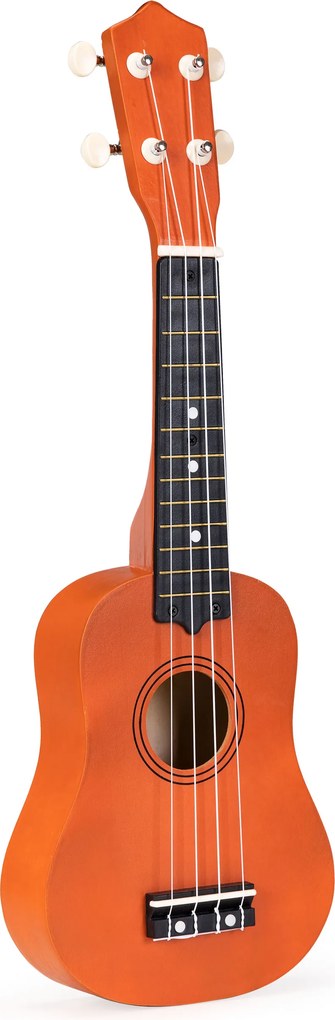 ECOTOYS detské drevené ukulele 4 nylonové struny, 12 pražcov, pre 3+ rokov