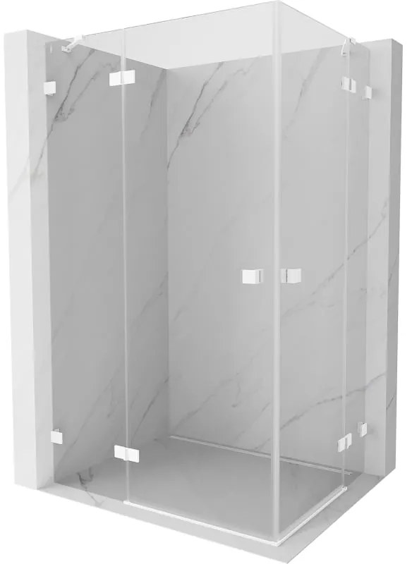 Mexen Lunar Duo, výklopný sprchový kút 100 x 90 cm, 8mm číre sklo, biely profil, 834-100L-090P-20-00