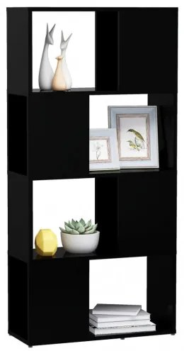 vidaXL Knižnica/deliaca stena čierna 60x24x124,5 cm drevotrieska-