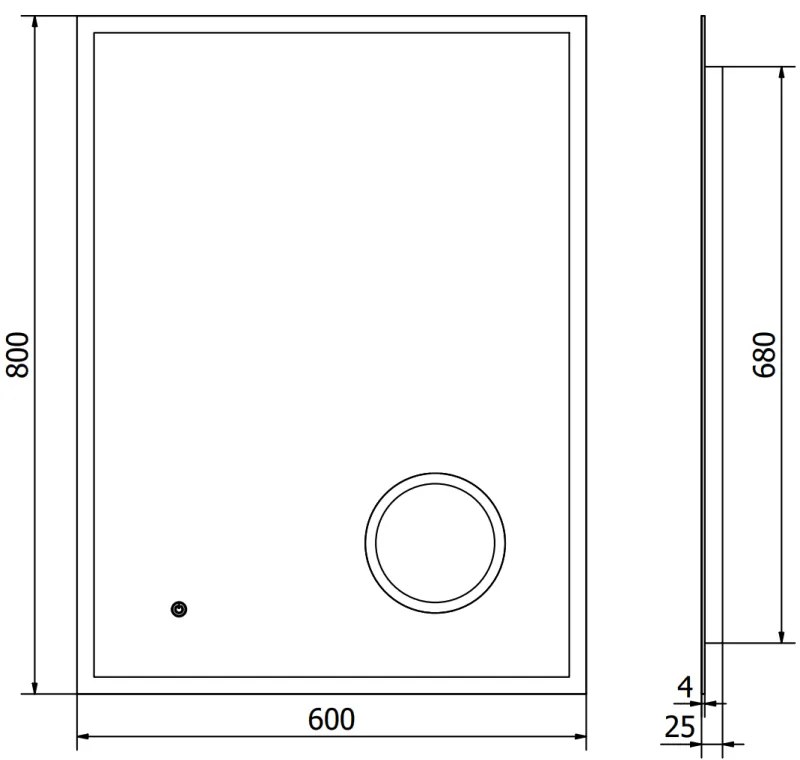 Mexen Kala, LED kúpeľňové zrkadlo s podsvietením a kozmetickým zrkadlom 60 x 80 cm, 6000K, ochrana proti zahmlievaniu, 9820-060-080-611-00