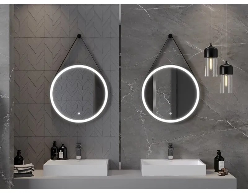 Mexen Reni, LED kúpeľňové zrkadlo s podsvietením 60x60 cm, 6000K, čierny rám, ochrana proti zahmlievaniu, 9812-060-060-611-70