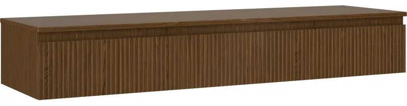 Mexen Rivel, kúpeľňová skrinka 160 cm s hornou časťou, 1 zásuvka, drážkovaná, orech, 91A20-16023-1-BFC86