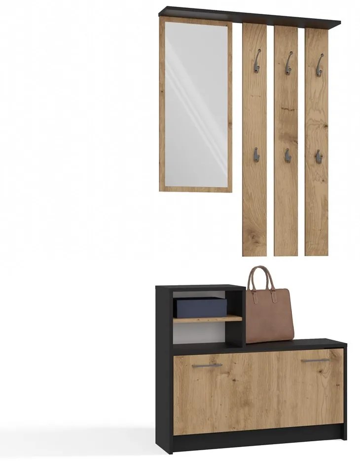 Predsieňová stena GARDE 85 cm antracit/dub artisan