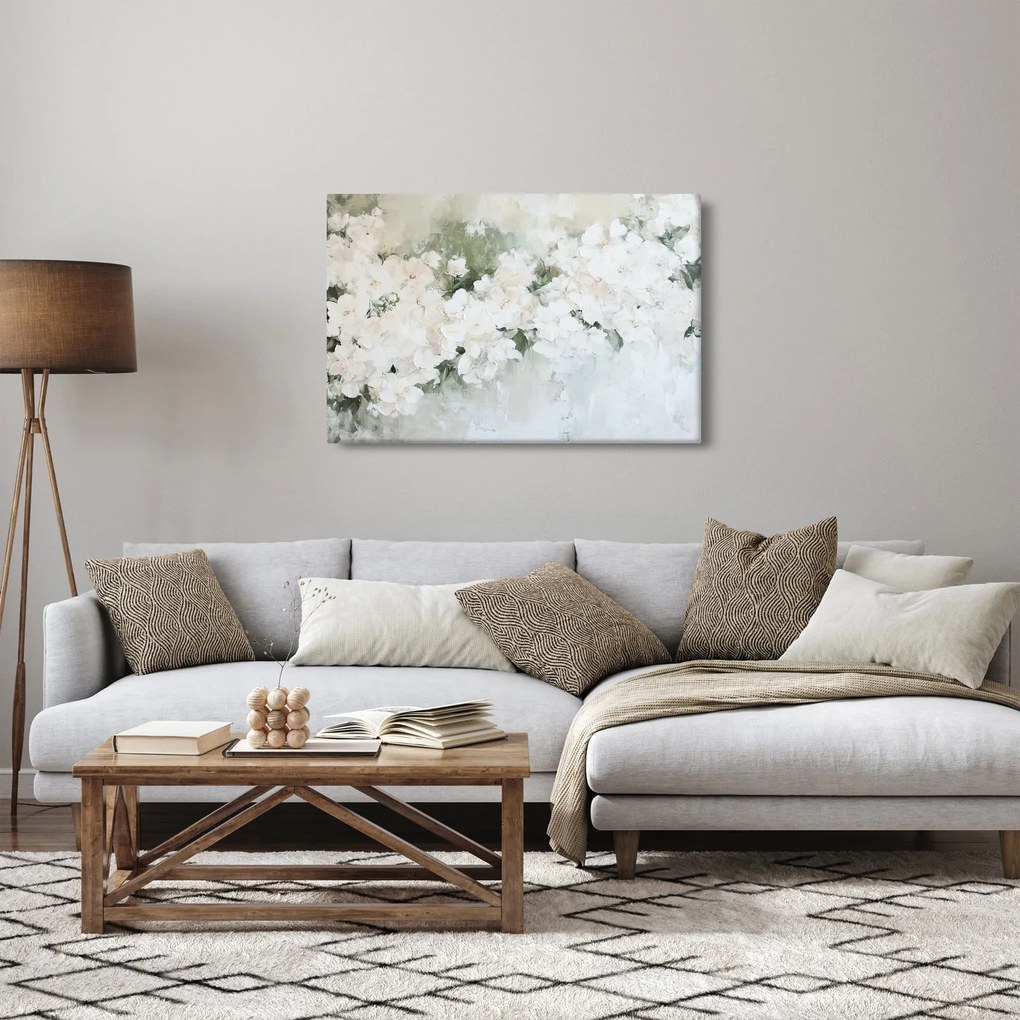 Obraz - Abstrakcia bielych kvetov (90x60 cm)
