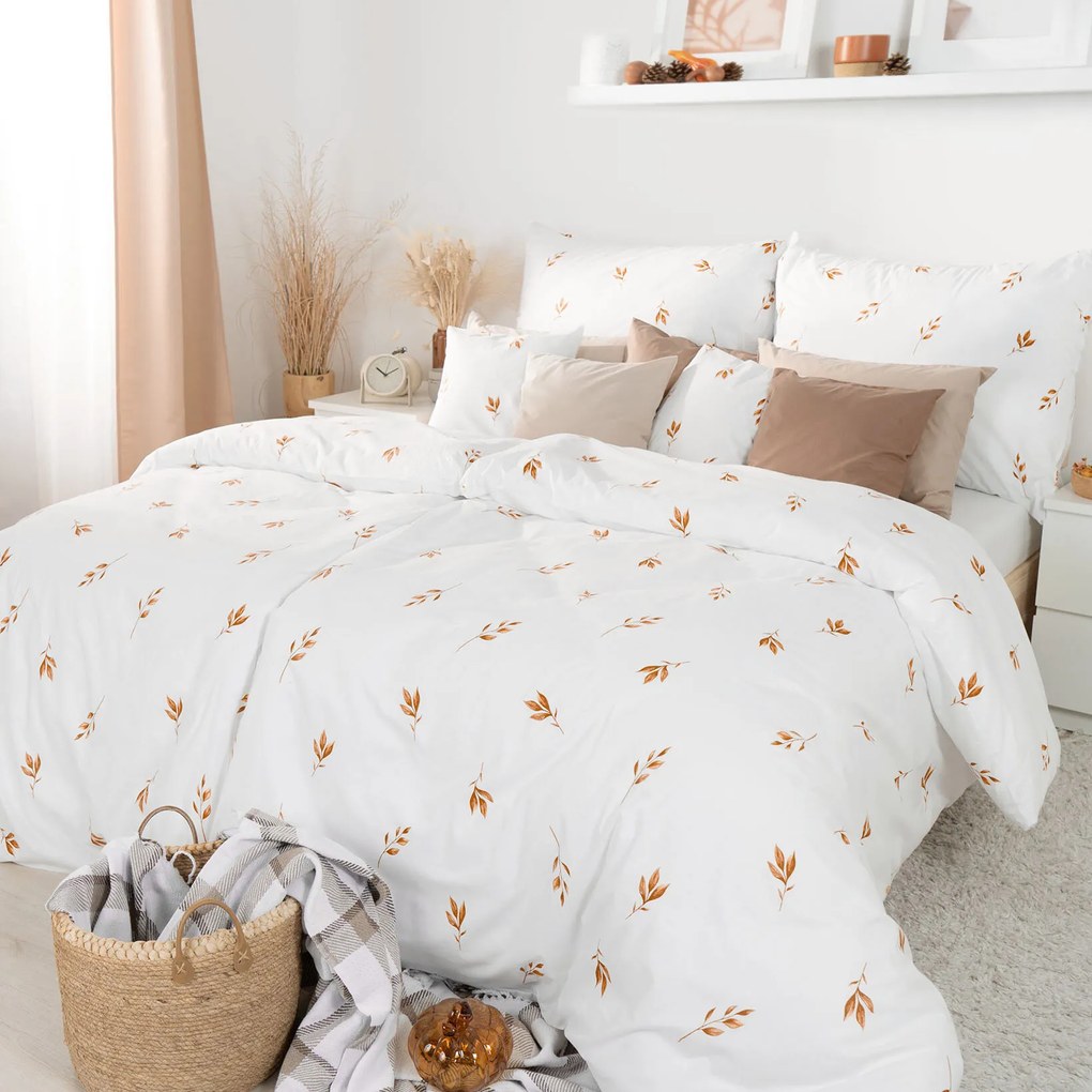 Goldea bavlnené posteľné obliečky - hnedé jesenné lístky 150 x 200 a 50 x 60 cm