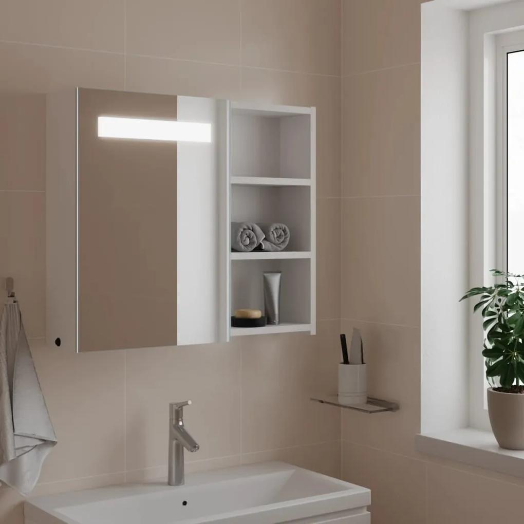 Kúpeľňová zrkadlová skrinka s LED svetlom biela 60x13x52 cm 357969