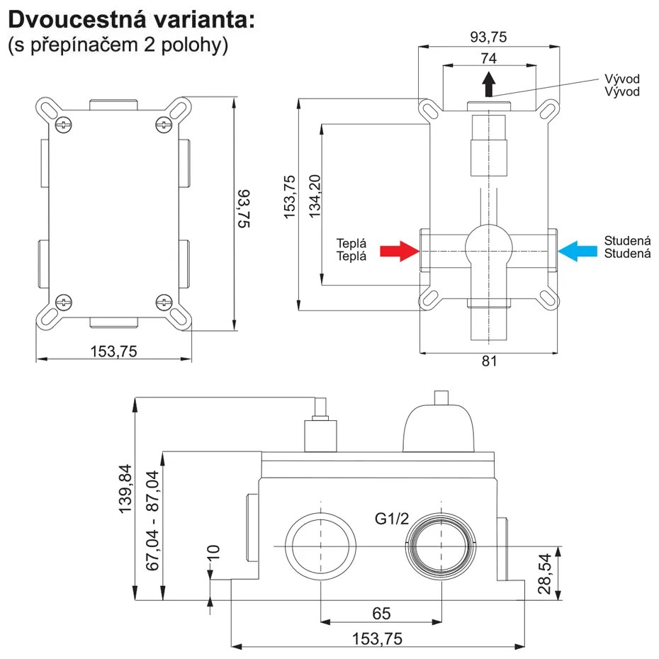 Mereo Mereo, Sprchový set s dvojcestnou podomietkovú batérií, MER-CB650SV2