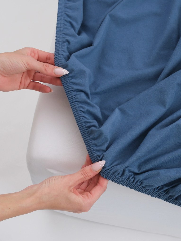 Jersey prostěradlo s elastanem 140 × 200 cm – námořnicky modré
