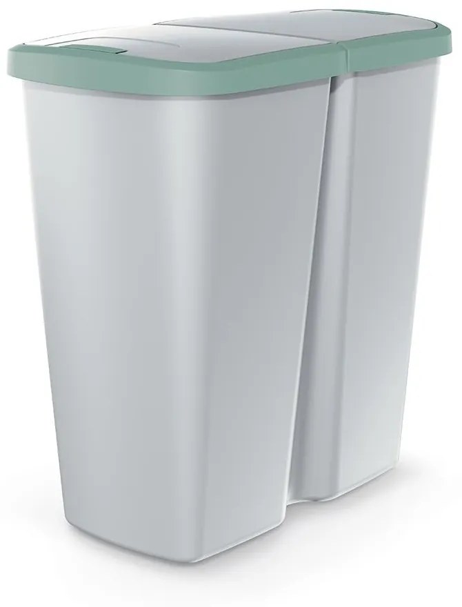 Odpadkový kôš DUO sivý, 45 l, zelená / sivá