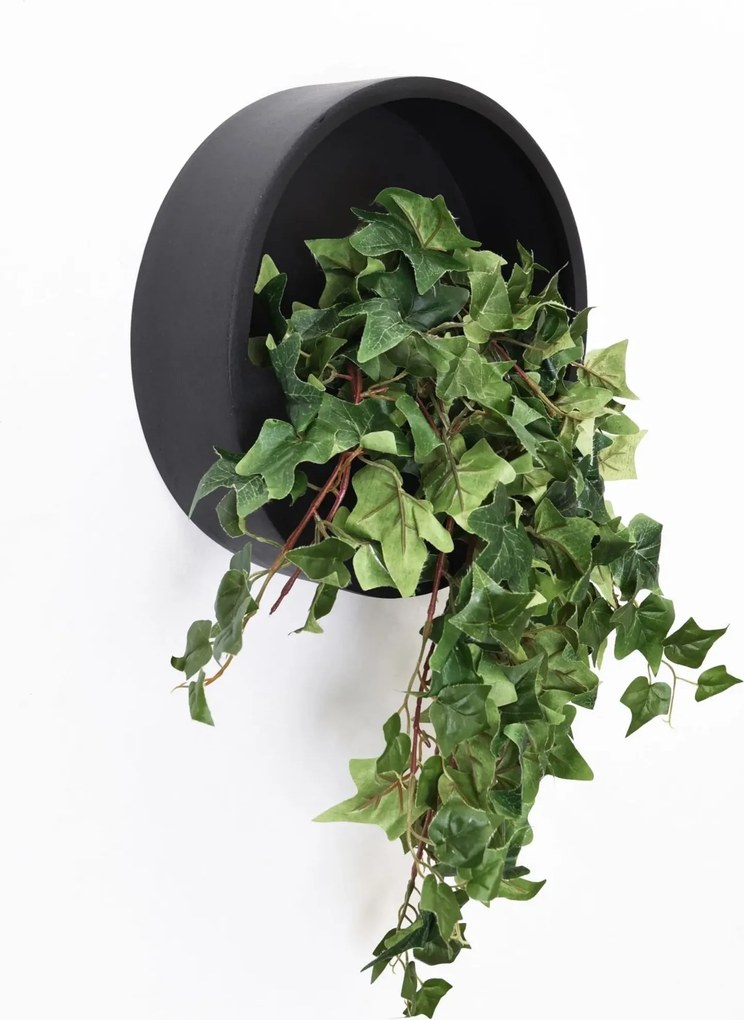 Kvetináč na stenu MURA, sklolaminát, Ø 30 cm, čierna