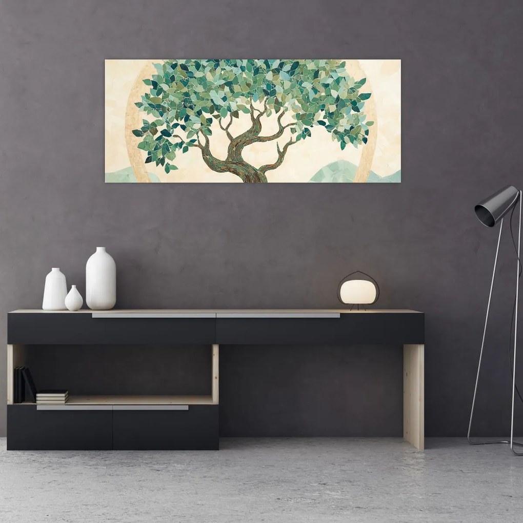 Obraz – Elegantná mozaika so stromom (120x50 cm)