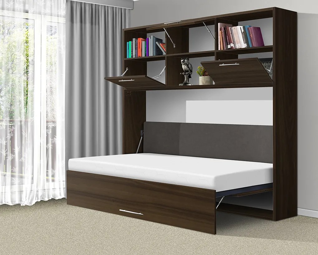 Nabytekmorava Sklápacia posteľ VS1056 MAX, 200x120cm farba lamina: antracit/biele dvere, Varianta dverí: matné