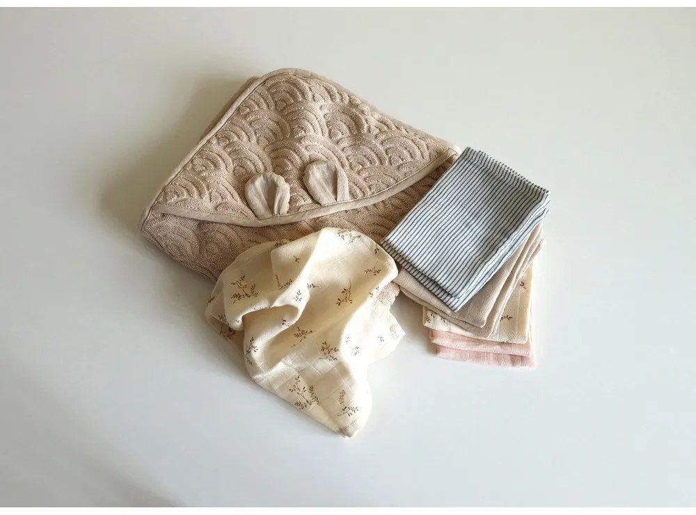 Béžová detská osuška s kapucňou z Bio bavlny 80x80 cm Almond – Cam Cam Copenhagen