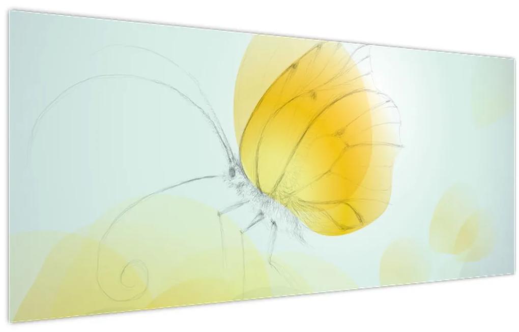 Obraz - Žltý motýľ (120x50 cm)