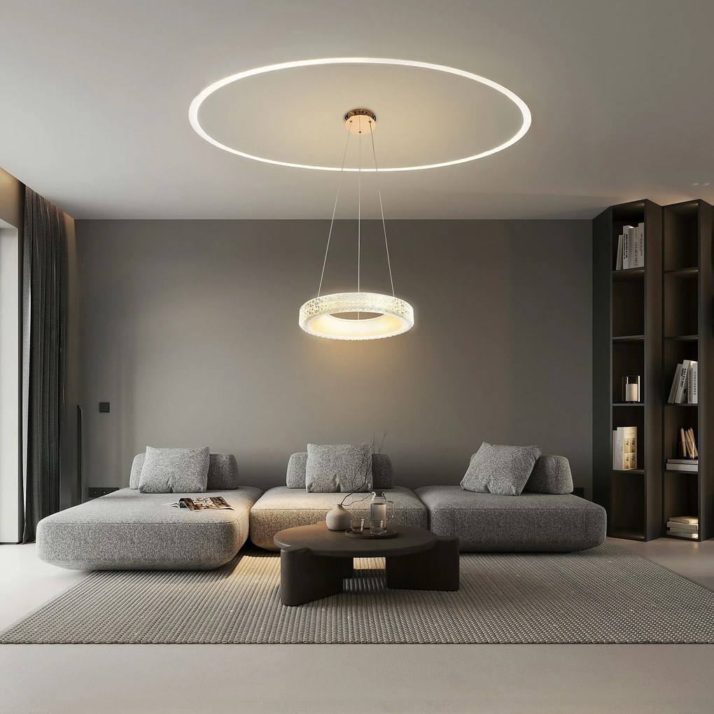 Toolight Toolight, LED závesné osvetlenie 40cm, 24W, 4000K, MS001-CP, ružové zlato, OSW-09610