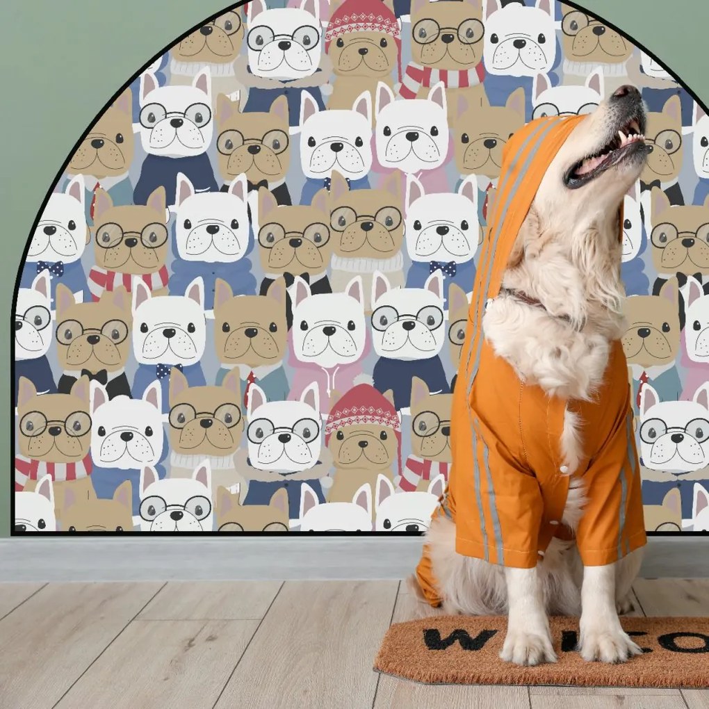 PIPPER. Ochranná textilná nálepka na stenu - Oblúk - Buldočky Veľkosť: 120x96cm, Motív: bez mena