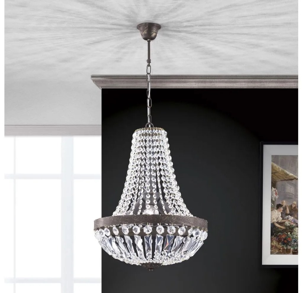 Orion HL 6-1497/3 - Krištáľový luster na reťazi ARILA 3xE27/60W/230V hnedá/patina