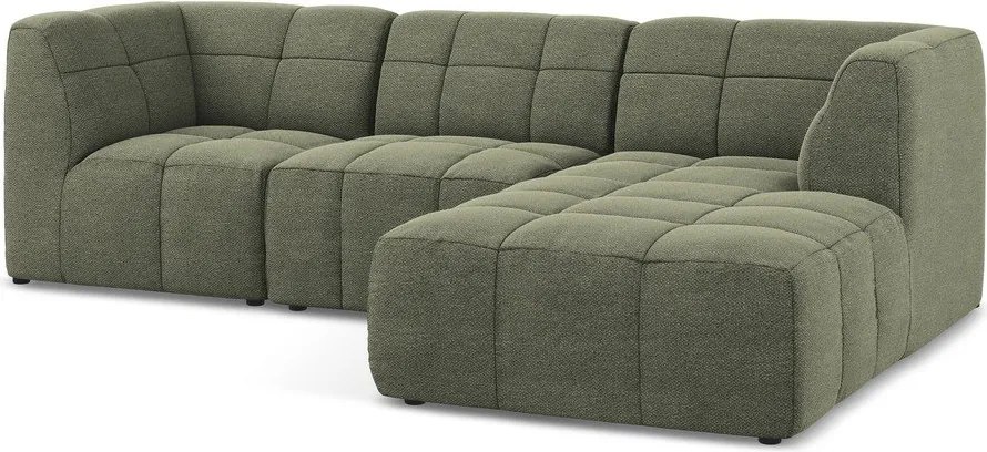 Zelená rohová pohovka z textílie buklé (pravý roh/s leňoškou) Aloha – Makamii