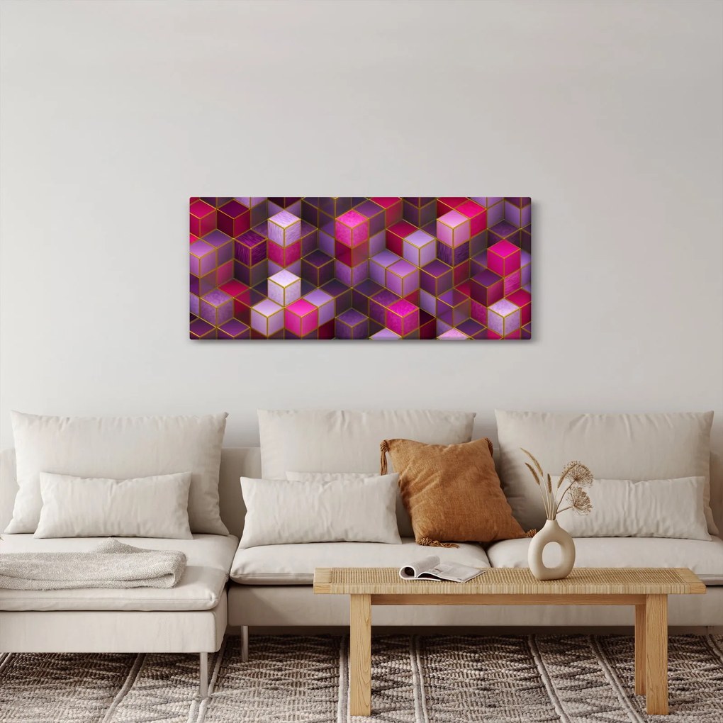 Obraz fialových kociek (120x50 cm)
