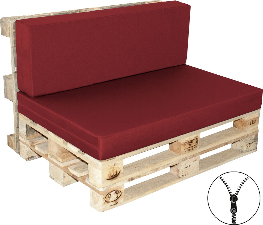 Doppler Polstrovanie na paletové sedenie podsedák + opierka, tuhá molitan červená