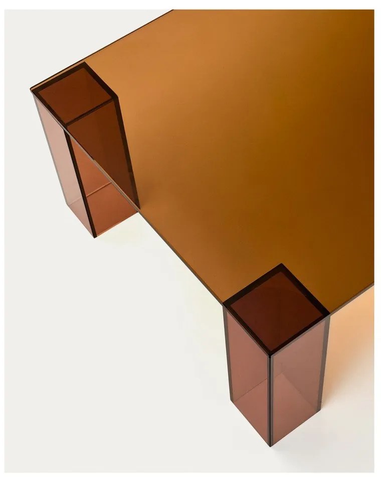 Hnedý sklenený konferenčný stolík 60x140 cm Adularia – Kave Home