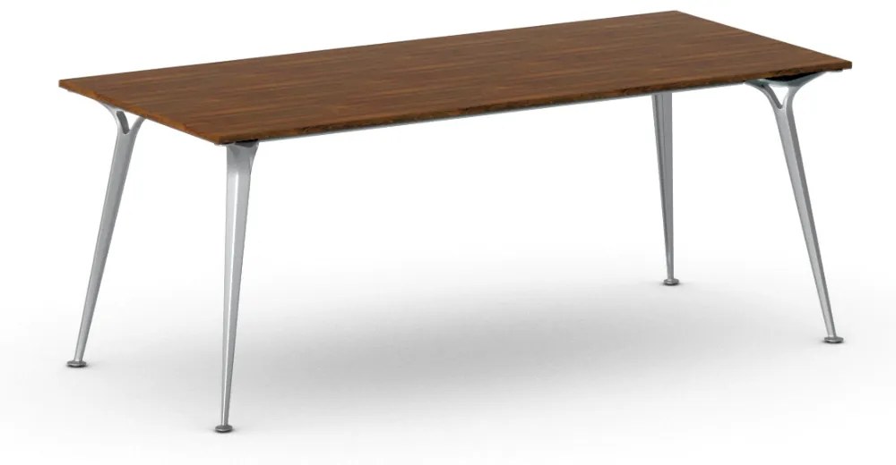Kancelársky stôl PRIMO ALFA, sivostrieborná podnož, 2000 x 900 mm, orech
