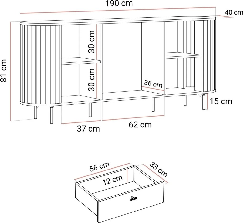 KOMODA LANDRY PRESTIGE 2D3 KAŠMÍR 190 cm