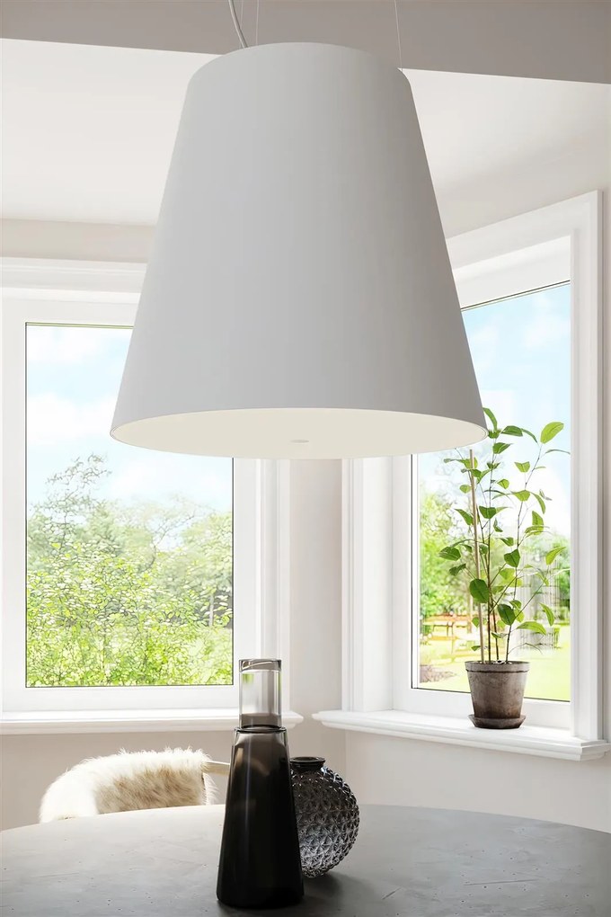 Závesné svietidlo Geneve, 1x biele textilné tienidlo, (biele sklo), (fi 50 cm)
