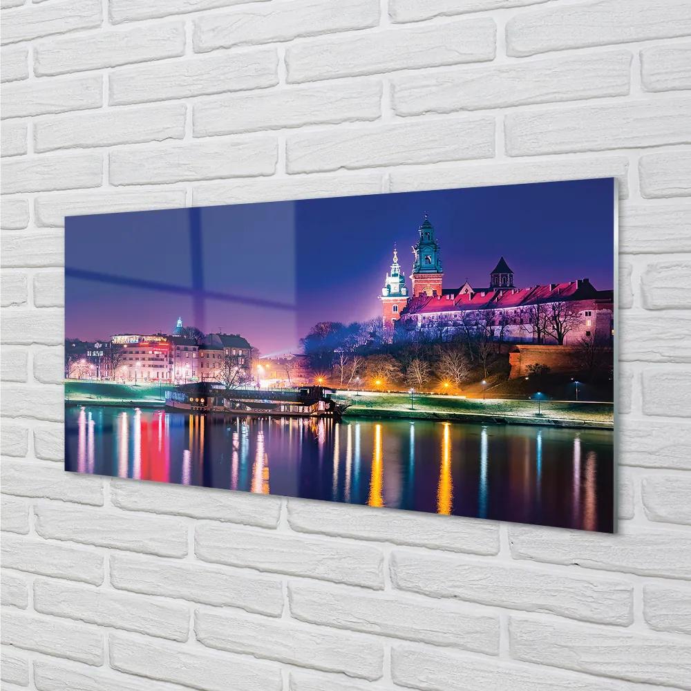 Obraz na akrylátovom skle Krakow city noc rieka 100x50 cm
